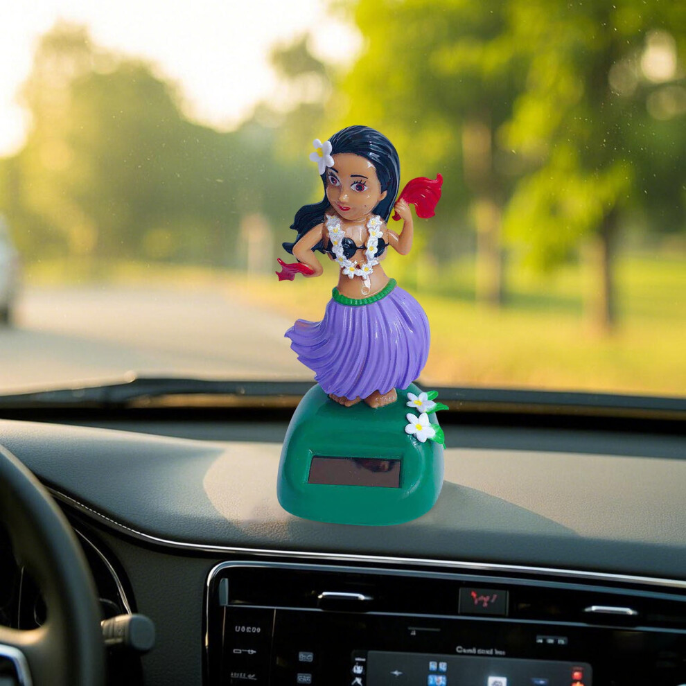 Solar Powered Dancer Sways Girl Shakes Her Head Doll Car Decoration Dance Figure Solar Powered Dance Statue, Purple 9426043000721