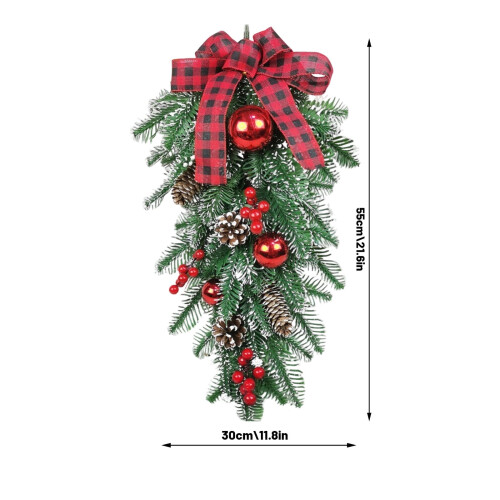 Artificial Pine Teardrop Swag with Bow, 1 Pack 1