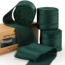Dunkelgrünes Seidenchiffonband, 1,5 Zoll x 21 Yards