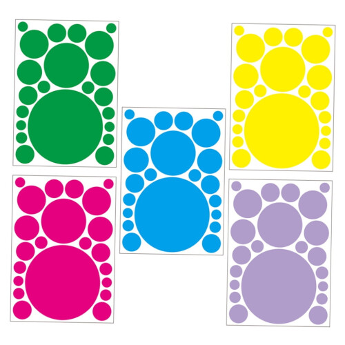 Round Dot PVC Wall Stickers – 5 Sheets, Assorted Colours 2