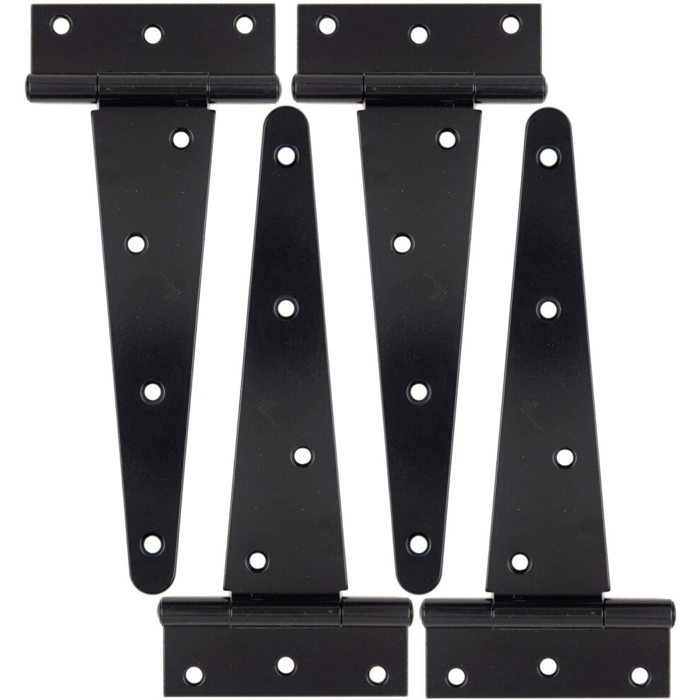 Heavy Duty T Hinge Tee Hinge T Strap Hinge Shed Hinge Gate Hinge Barn Hinge Fence Hinge Door Hinge Wrought Rustproof All Size Black (4 Pcs, 8 Inch 9426043002480