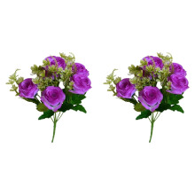 2 Artificial Rose Bouquets – Multicolor Faux Flowers for