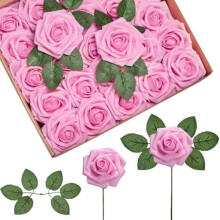 100 Pink Foam Artificial Roses with Stems
