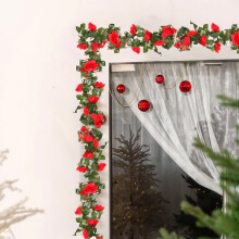Artificial Rose Vine Garland 86.6in White Pink Red