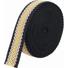 Schwarzes, gestreiftes Gurtband aus Baumwollmischgewebe, 1,5 Zoll breit, 5 Yards
