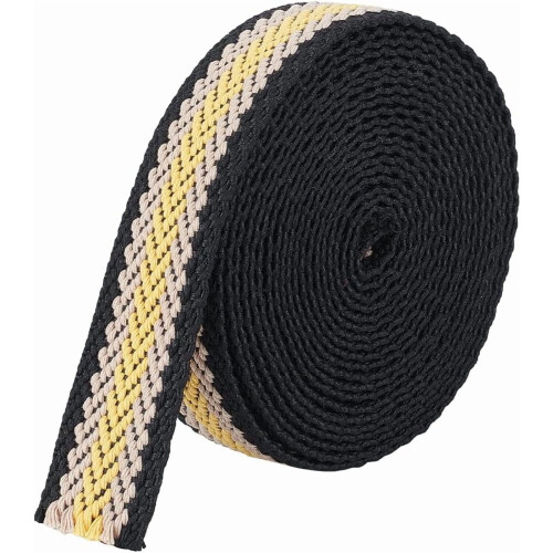 Sort stribet vævning af polybomuld 3,8 cm bred 5 meter