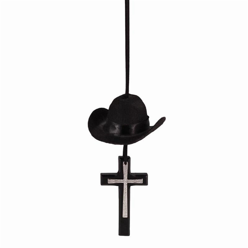 Cowboy Hat And Cross Car Hanging Pendant, Personalized Cowboy Hat Ornament Hanging Charm For Car Rear View Mirror, Country Cowboy Car Decor 9426043080853