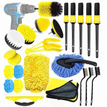 25-Piece Car Detailing Brush Kit for Interior/Exterior Cleaning – Wheels, AC Vents, Dash – Portable Case – Compatible with All Vehicles