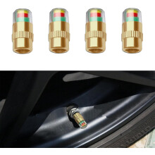 4pcs Tire Pressure Monitor Valve Stem Caps, 2.4Bar/36PSI, 3-Color Alert, Compatible with Cars/Motorcycles/Bicycles