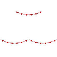 3PCS Felt Heart Garland Banner Set – 3m Each, Deep Red &