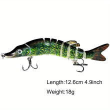 2PC Multi-Jointed Swimbait Lures, Slow-Sinking Segmented Bass Lure for Freshwater & Saltwater, Compatible with Perch/Pike/Walleye/Striped Bass