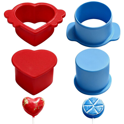 Cake Pop Cutters Set – Round & Heart, 2 in + 2.5 in,