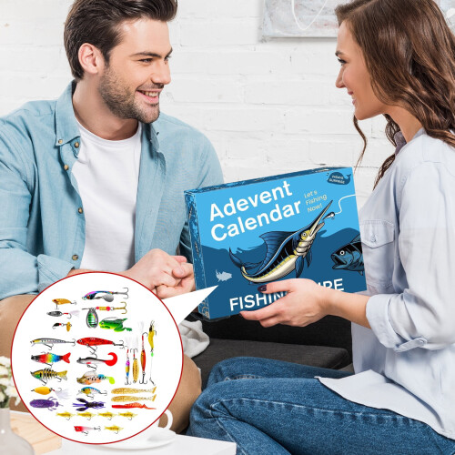 Set di esche da pesca per calendario dell'Avvento con esche morbide e rigide. 1
