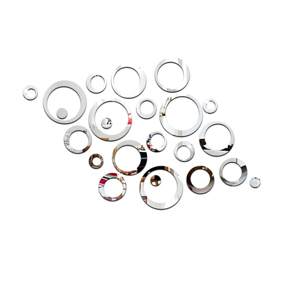 Sunxin 3D Stereoscopic Wall Mirror Stickers Â 23Pcs Silver Circle Mirror Decals, Removable Diy Vinyl Mural, Compatible With Smooth Walls 9426043082604
