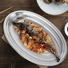 Stainless Steel Oval Fish Steaming and Serving Plate