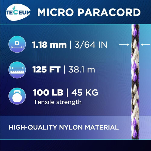Μικρό Paracord 1,18 χιλ. x 125 πόδια Μωβ Φίδι 1