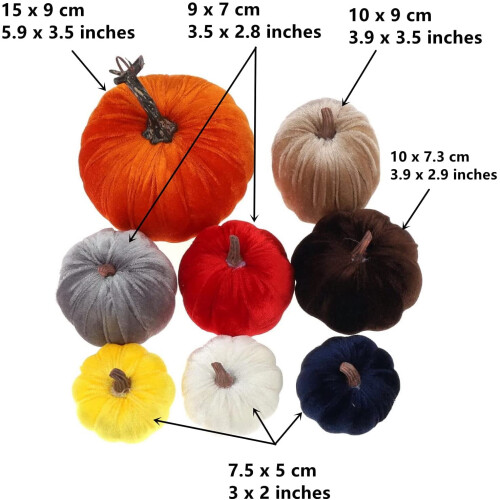 8pcs Assorted Velvet Pumpkins for Halloween Decor 2