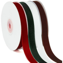 Samtband-Set (5/8 Zoll x 40 Yards) – Rot, Grün, Weiß, Braun
