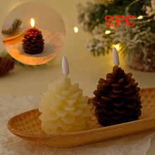 2 candele di cera senza fiamma con timer, gialle e marroni