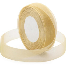 Goldfarbenes, transparentes Organzaband, 2,5 cm x 45,7 m