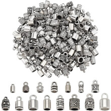 Kabelendkappen aus silberfarbener Legierung, 6 Stück, 8–14 mm