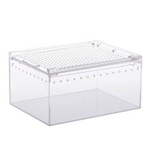 Comedero acrílico para reptiles con ventilación y cierre.