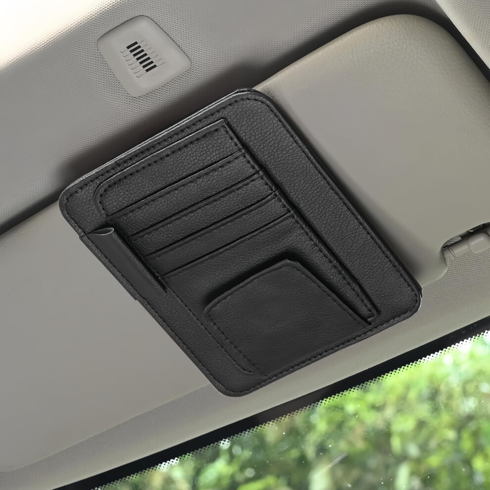 Auto Sun Visor Organizer Pouch For Cards, License, Docs Â Compatible With Most Cars Black 9426043180416