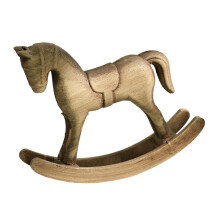 Houten hobbelpaard sculptuur 13x3,5x10cm