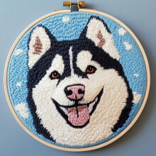 DIY Punch Needle kits Cute Husky Dog Easy for Beginners Punch Needle Yarn Starter Embroidery Set for Craft lovers with Hoop for Home Decor 20x20cm(2)