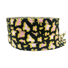 Leopardikuvioinen Rakkaussydän FOE Elastinen Ribbon 16mm x 10Yards