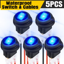 Interruptor de palanca SPST de 12 V con luz LED azul (5 unidades)