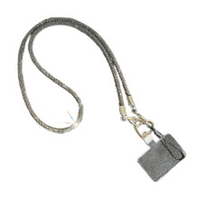 Sparkling Rhinestones Cellphone Lanyard Strap Fashionable and Secure Crossbody Chain with Card Holder Crystal Keychain