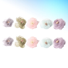 Fleurs en mousseline de soie, couleurs assorties, 12 pièces