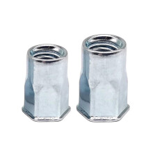 200pcs Carbon Steel Half Semi Hex Hexagon Flat Head Set, M8 M10 Open Type Half Binding Insert Rivet Nut Rivnut