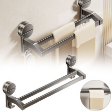 Handdoekstang met zuignappen en haken, 30 cm