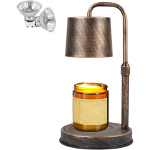 Scaldacandele industriale vintage, lampada ad altezza regolabile.
