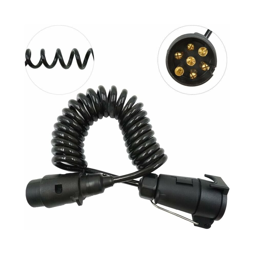 Flexible Cable For Trailer Adapter, Weather-Resistant Coiled Cord Extends To 3.5 Times Original Length, Corrosion-Resistant Copper Provides 9044386821126