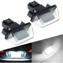 Low Power Consumption 12V Led Car Exterior License Plate Frame Lamps, Transparent Front Lens 6500K Xenon White License Plate Light For Peugeot