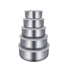 Stainless Steel Bowls For Kitchen Countertop, 5-Piece Mixing Bowls Set With Transparent Sealing Lid, Space-Saving Stackable Design Ideal For Food
