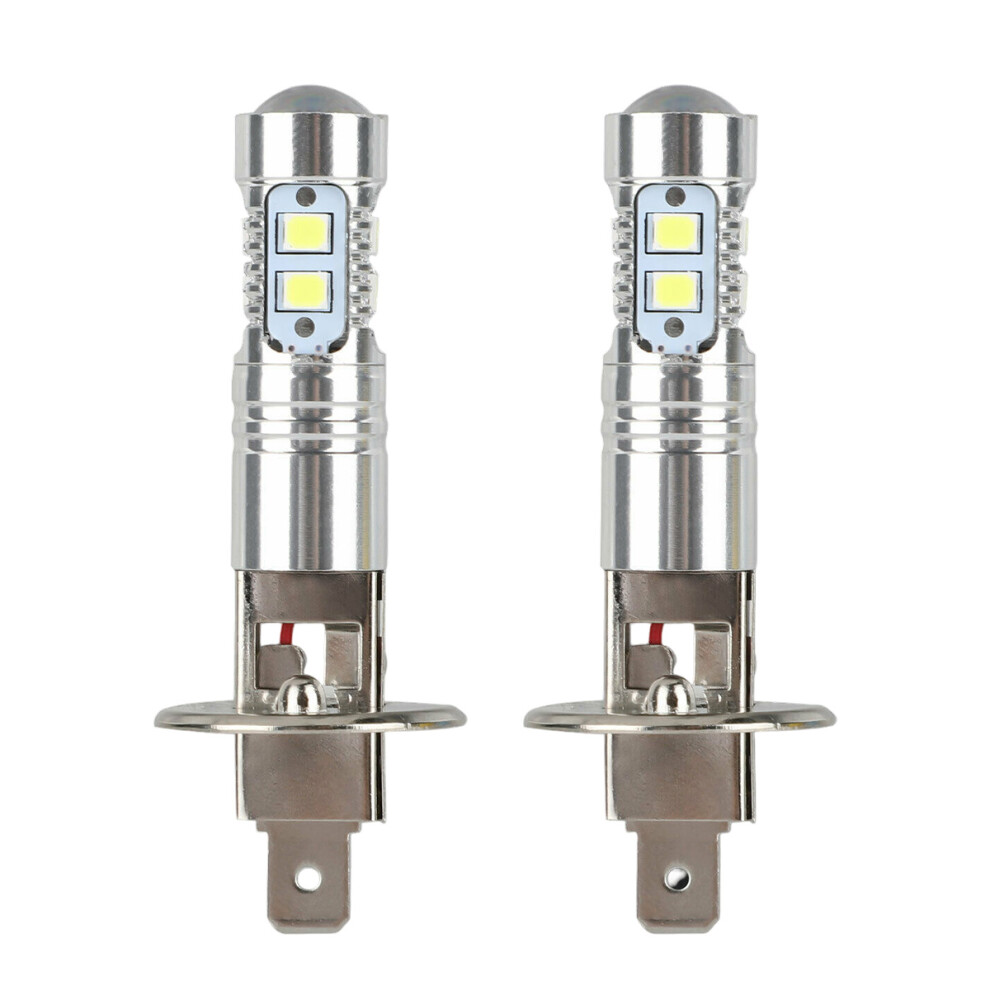 Non-Polarity H1 Led Bulbs, 100W 1800Lm 6000K Cool Super Bright For Daytime Running Lights, Pack Of 2 With Fanless Design, High Performance White 9044386822253