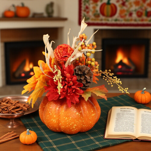 Artificial Pumpkin Fall Centerpiece Set of 3 1