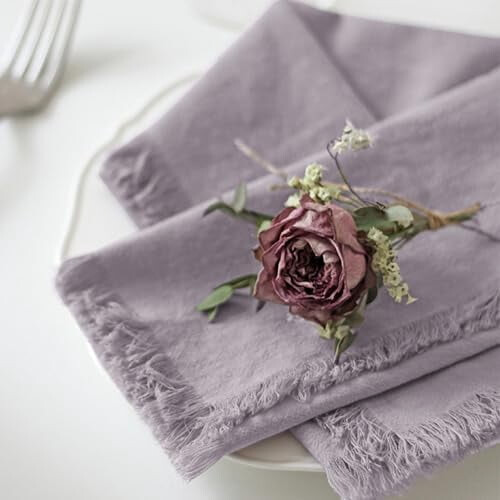 Serviettes de table à franges 100 % coton, faites main, 45 x 45 cm, lot de 6 1
