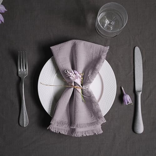 Serviettes de table à franges 100 % coton, faites main, 45 x 45 cm, lot de 6 2