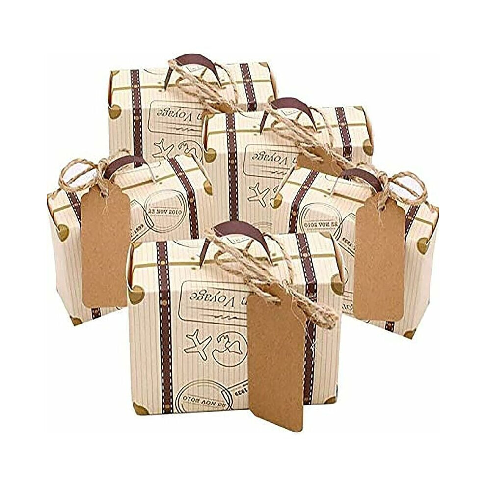 Wedding Favor Box, Elegant Style With Mini Suitcase Design For Classic Celebrations, Durable Kraft Paper Material & Personalizable Tags (100Pcs) 9044386822574