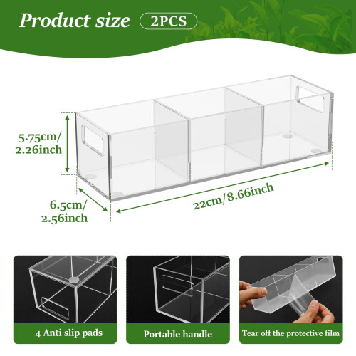 Akryl teposeholder, 3 rum, 2 stk. 1