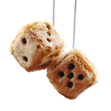 Retro Hanging Ornaments, Fuzzy Dice for Car Mirror with Elegant Craftsmanship, Plush Dice Constructed from Washable Material for Car Interior