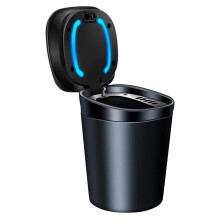 Multi-purpose Car Ashtray, Durable Rustproof Portable Ashtray With Smell Proof Lid For Easy Clean Up And LED Blue Light Activation, Vehicle Friendly