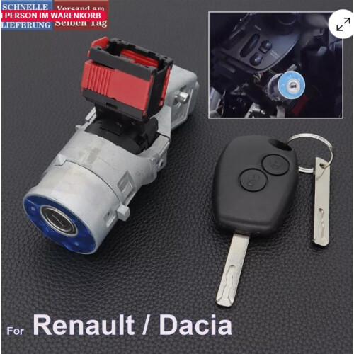 Replacement Ignition Lock Barrel for Renault Models, Durable Materials Perfect Fit Long Service Life Starter Switch with Key Replacement Ignition 2