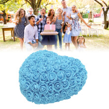 Handcrafted Blue Foam Fake Roses Heart with String Light for Wedding & Bedroom