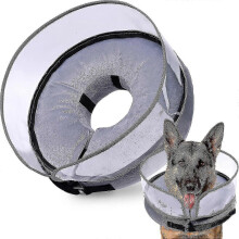 (M, Grey) Dog Cone Inflatable Dog Cone After Surgery For Small Medium Large Dogs Soft Cones With Enhanced Anti-licking